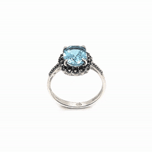 Load image into Gallery viewer, Hamal 925 Sterling Silver Cyan Gemstone Ring

