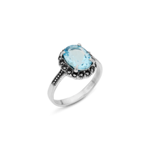 Load image into Gallery viewer, Hamal 925 Sterling Silver Cyan Gemstone Ring
